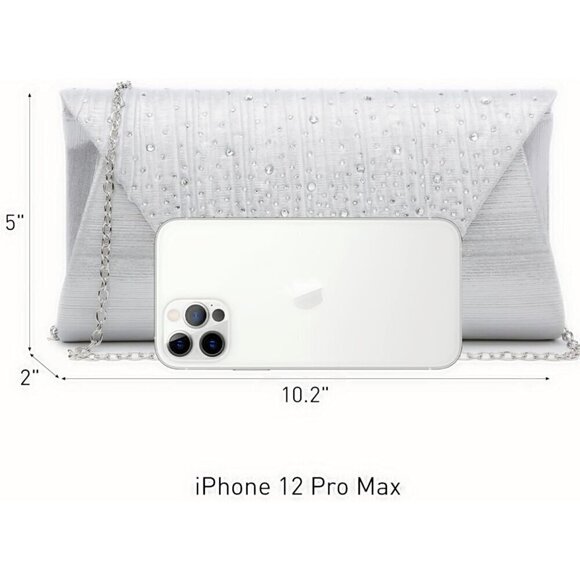 Women Sliver Cocktail Prom Formal Clutch with Glitter Rhinestones Handbags - Picture 4 of 6